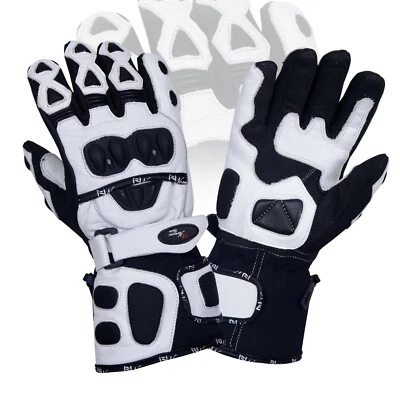 Guantes De Moto Térmicos Impermeables De Cuero Polar Para Invierno Blancos - Imagen 1 de 3