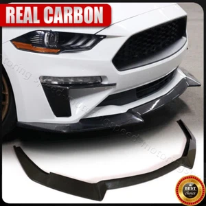 Real Carbon Fiber Front Bumper Lip Spoiler For Ford Mustang EcoBoos GT 2018-2023 - Picture 1 of 16