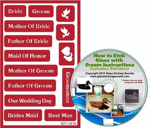 Hochzeit Wiederverwendbare Schablonen zum Malen oder Glasradieren: Kostenlos Ätzen CD - Bild 1 von 4