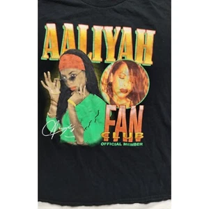 Aaliyah Fan Club Official Member Black T-Shirt L 100% Cotton - Picture 1 of 6