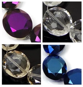  5 Large Glass Firepolish Faceted Oval Pendant Focal Beads - Choose Color  - Picture 1 of 2