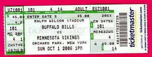 FOOTBALL FULL TICKET! 10/1/06 BILLS/VIKINGS - Picture 1 of 1