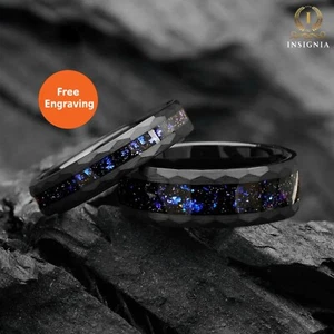 The Astronomer - His and Hers Galaxy Couple Wedding/Engagement Tungsten Ring Set - Picture 1 of 11