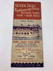 Vintage Early SEVEN SEAS Sightseeing Cruise Miami Florida Travel Brochure - Picture 1 of 5