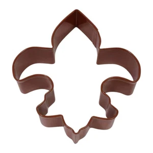 Cortador de galletas de acero Brown Fleur De Lis 4,5" R&M Mardi Gras Saints - Imagen 1 de 5