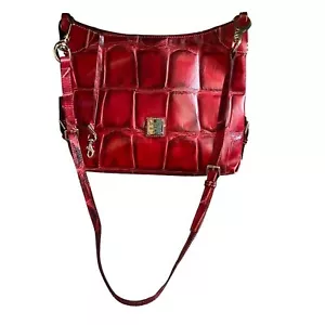 Dooney and Bourke Fredrica Red Croc Embossed Crossbody Bag Adjustable Strap - Picture 1 of 16