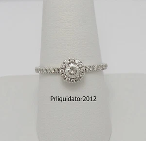 1/2CT Natural Diamond Halo Engagement Wedding Bridal Ring 18K White Gold Band - Picture 1 of 13
