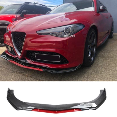 For Alfa Romeo Carbon Fiber look/Red Car Front Bumper Chin Lip Splitter Body Kit - image 1 of 4