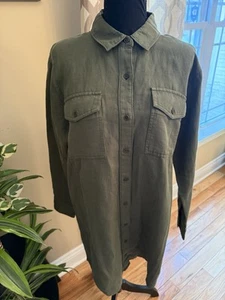 Vestido Camisa Outerknown Para Mujer Talla M Verde Utilitario Manga Larga NUEVO CON ETIQUETAS - Imagen 1 de 18