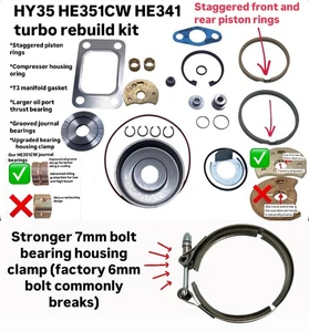 HE351CW HE341 HY35 turbo rebuild kit + vband clamp for 99-07 Dodge Ram Cummins - Picture 1 of 5