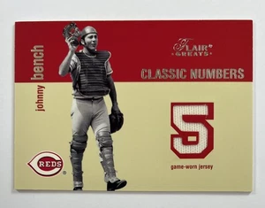 2003 Fleer Greats Johnny Bench Classic Numbers Game Worn Jersey Relic AR115 - Picture 1 of 4