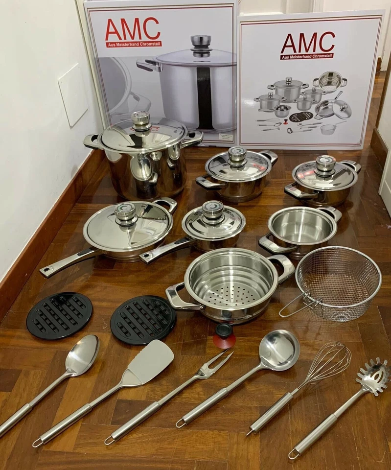 AMC PENTOLE padelle tegami a induzione 23 Pz + Set Coltelli 6 pz IN OMAGGIO - Immagine 1 di 3