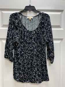 Michael Kors Women's Blue/White/stars Peasant Style Top Bust 50 27.5 L Euc 6.50S - Picture 1 of 6