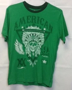 Skully Green American Defenders Front Graphic Short Sleeve T Shirt Mens Small* - Picture 1 of 4