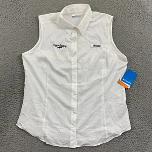 Columbia PFG Shirt Womens XL White Tamiami Omni Wick Outdoors Fishing Snap NWT - Picture 1 of 10