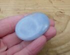 Angelite Polished Crystal Thumb Stone Worry/Pocket Stone  40mm Indented
