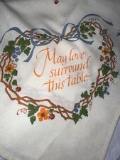 May Love Surround This Table Vintage Cloth Napkins Set of 4 Floral Thankful Love