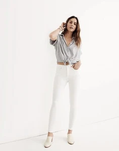 NWT Madewell 9" Mid-Rise Skinny Jeans in Pure White Petite 37P $128 - Picture 1 of 12