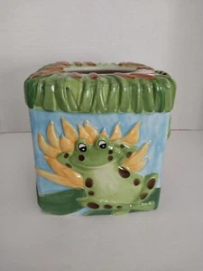 Keramik Frosch Taschentuch Box Halter handbemalt - Bild 1 von 5
