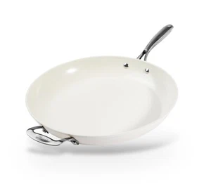 Sartén familiar de cerámica ultra antiadherente crema de acero Gotham de 14"" con mango auxiliar - Imagen 1 de 10