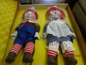 Vintage IDEAL 16” Porcelain Raggedy Ann & Andy Dolls With Certificate MIB - Picture 1 of 12