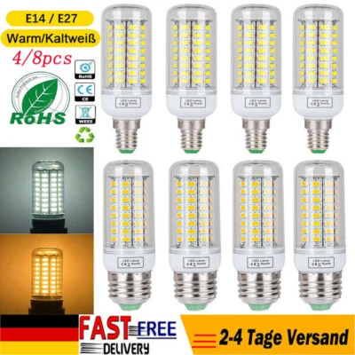 4/8x E27 E14 LED Birnen Mais Licht Leuchtmittel Glühbirne 5730SMD Warm/Kalt Weiß - Bild 1 von 4