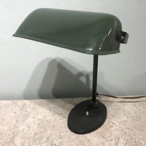 Notarlampe KL Bankerlampe Art Deco Email Bauhaus Grün antik vintage emailliert - Bild 1 von 9
