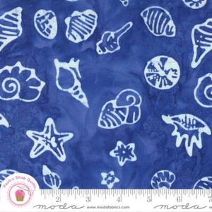 BEACHY BATIKS 4362 17 Blue SEA SHELLS MODA BATIKS Quilt Fabric - Picture 1 of 4