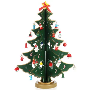 Mini-Weihnachtsbaum aus Holz - Zierschmuck - Aufsteller mit vielen Ornamenten - Bild 1 von 7