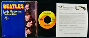 THE BEATLES~Lady Madonna~Picture Sleeve w/Fan Club Insert-CAPITOL #2138 - Foto 1 di 5
