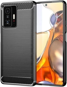 Funda Carcasa Silicona Gel Negro Fibra Carbono Para OnePlus 10T (5G) - Imagen 1 de 3
