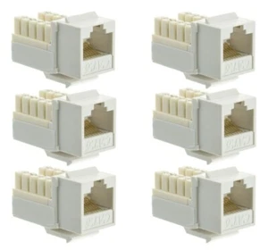 6x Pezzi CAT6 Keystone RJ45 Rete Ethernet 110 Punch Down Jack 8P8C CAT.6 Bianco - Foto 1 di 2