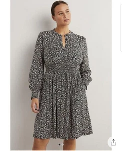 BODEN gesmoktes Jersey Shirt Kleid US 8L grün bunt Blumen Taschen neu mit Etikett - Bild 1 von 13