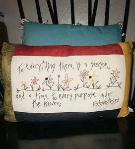 Patchwork Pillow Floss Embroidery Spring Easter Flower Ecclesiastes 3:1 Bible - Picture 1 of 1