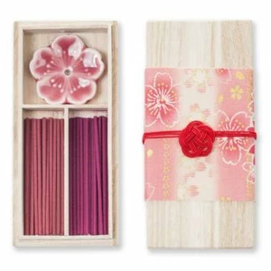 Japanese Incense Gift Set - Cherry Blossom Organic Joss Sticks With Burner - Picture 1 of 2