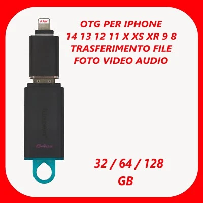 Adattatore OTG per iphone 11 12 13 14 memoria aggiuntiva USB trasferimento dati - Immagine 1 di 4