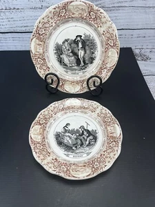 Set Of Plates Dessert Ceramic NOS Regions Vosges Ardeche Bas-rhin U&C Crown Mark - Picture 1 of 6