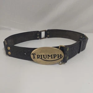 TRIUMPH Solid Brass Baron Buckle Leather Belt VINTAGE 1978 RARE Motorbikes - Bild 1 von 17