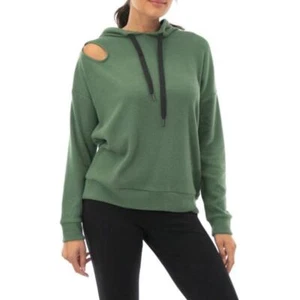 Nanette Lepore Asymmetrical Cutout Hoodie In Duck Green NWOT Size Large - Picture 1 of 9