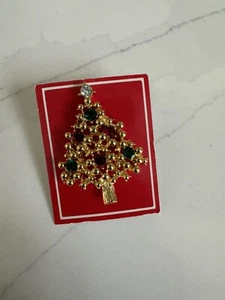 Vintage Christbaum Anstecknadel Strass Brosche Anstecknadel hinten funkelnd edel Geschenk - Bild 1 von 2