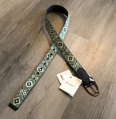 Cinturón para mujer Free People verde selva cansado algodón y cuero S/M nuevo con etiquetas Foto 1 de 4