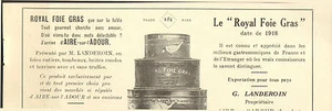 40 AIRE-SUR-L' ADOUR LE ROYAL FOIE GRAS ETS LANDEROIN PUBLICITE 1930 - Imagen 1 de 1