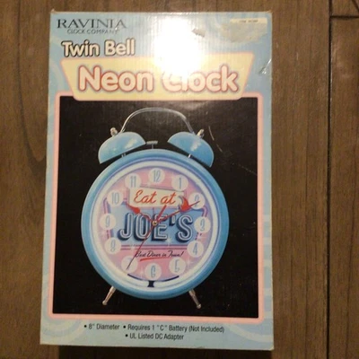 8-дюймовый неоновый будильник Ravina Twin Bell Eat at Joe's, лучшая закусочная в городе! - Изображение 1 из 4