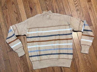 Suéter feminino St. John's Bay listrado mostarda pescoço simulado festival de outono médio - Imagem 1 de 4