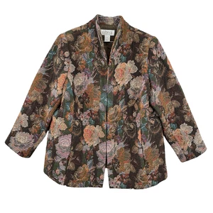 Vintage Tapestry Open Front Blazer Jacket Elana by Tanner Women's 18 XL - Picture 1 of 5