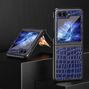 Crocodile Pattern Leather Case Armor For Samsung Galaxy Z Flip 5 4 3 Cover Back - Picture 1 of 19