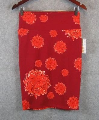 Falda Lápiz LuLaRoe Elástica Cassie Talla XS Roja Rosa Floral Nueva con Etiquetas Foto 1 de 4