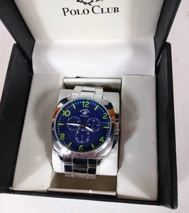BEVERLY HILLS POLO CLUB HERITAGE MODELL 53568 SILBERFARBENER FAUX CHRONOGRAPH NEU - Bild 1 von 7