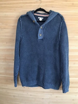 Carbon 2 Cobalt 100% 棉毛衣连帽蓝色针织男式 M — 第 1/4 张图片