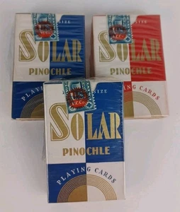 Vintage Lot 3 neue Solar Pinochile Spielkarten versiegelt mit Briefmarken Gilded Edges - Bild 1 von 5